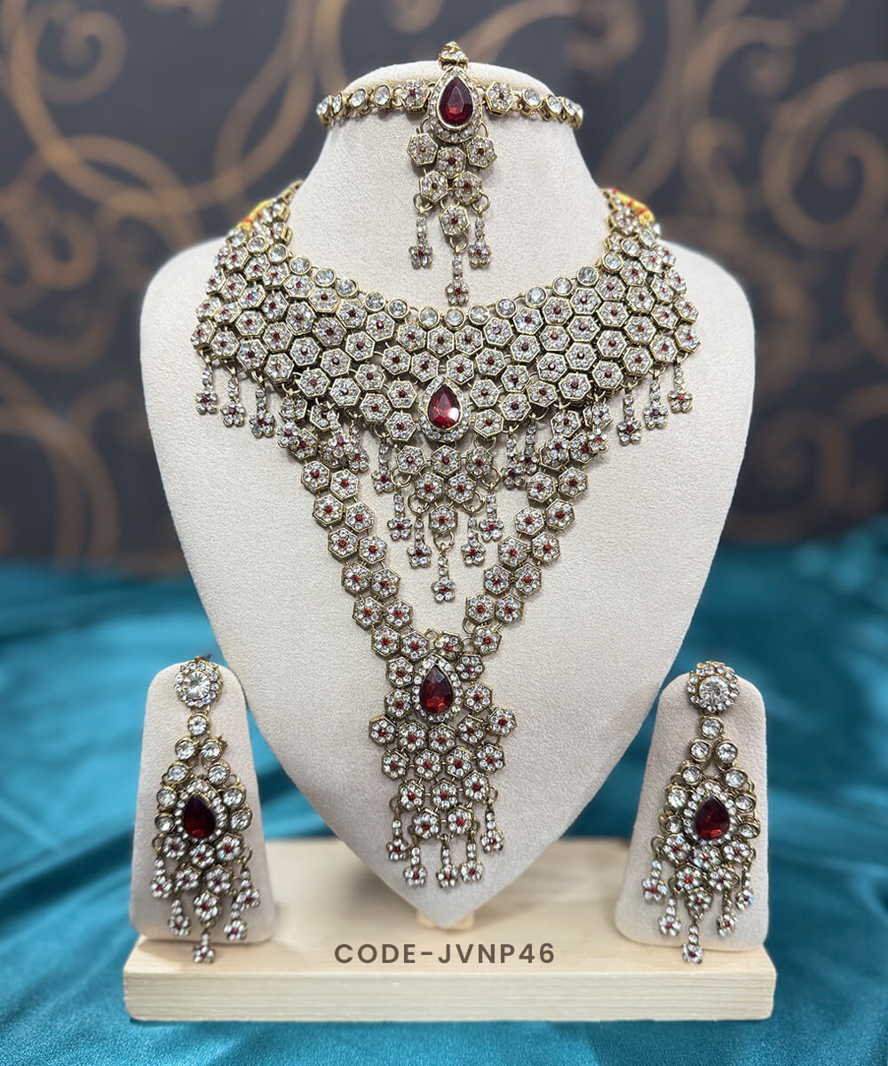 Heavy Bridal Rajwadi Necklace Jewellery Set
