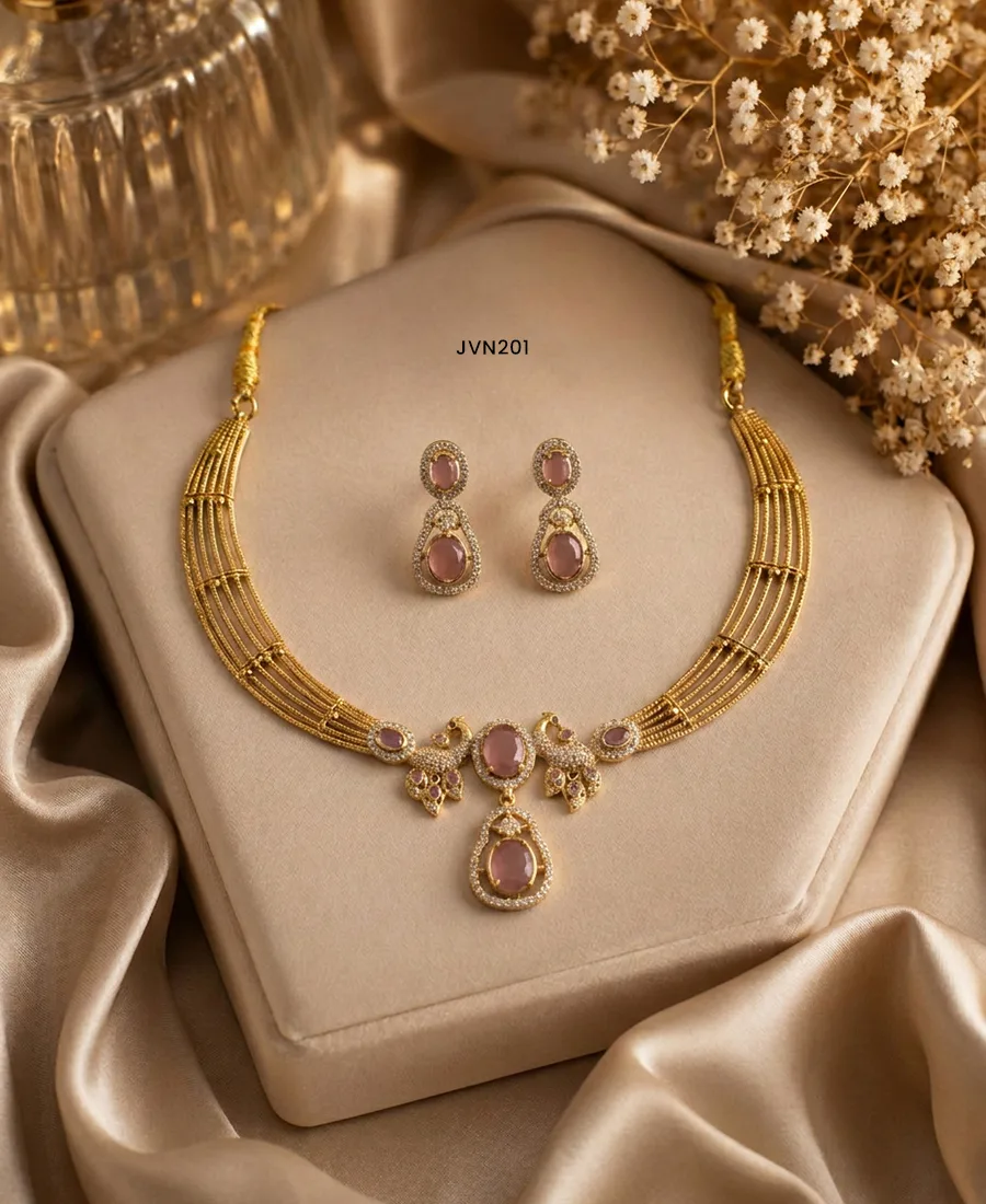 Peacock Design AD Stone Necklace
