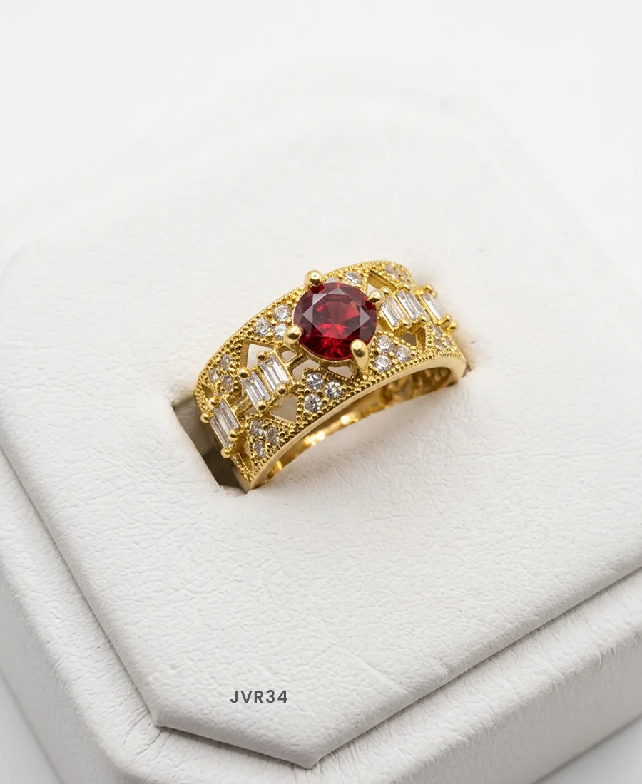 Round Cut AD Stone Art Deco Baguette Adjustable Ring